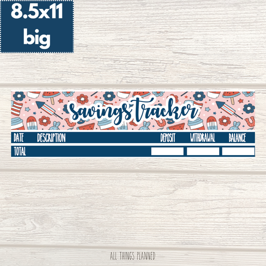 8.5x11 | Big | July (Happy 4th) Savings Tracker