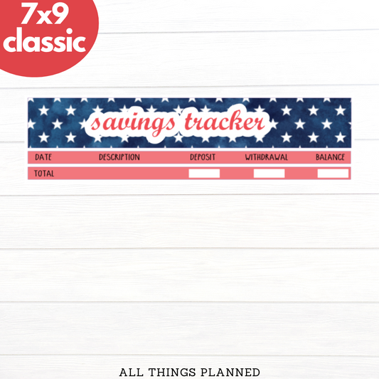 7x9 | Classic | July (4th) Savings Tracker