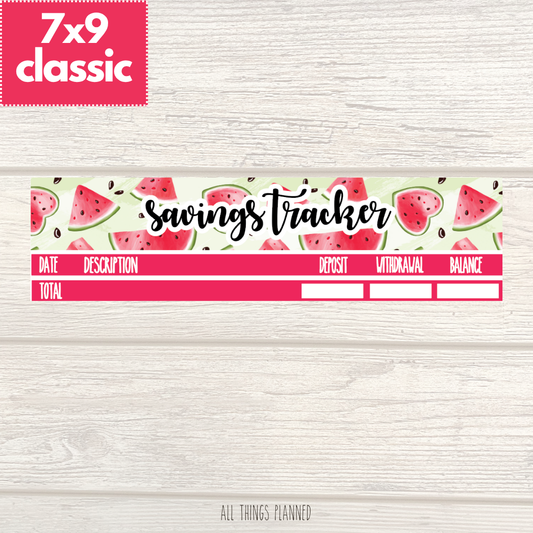 7x9 | Classic | July (Watermelon) Savings Tracker