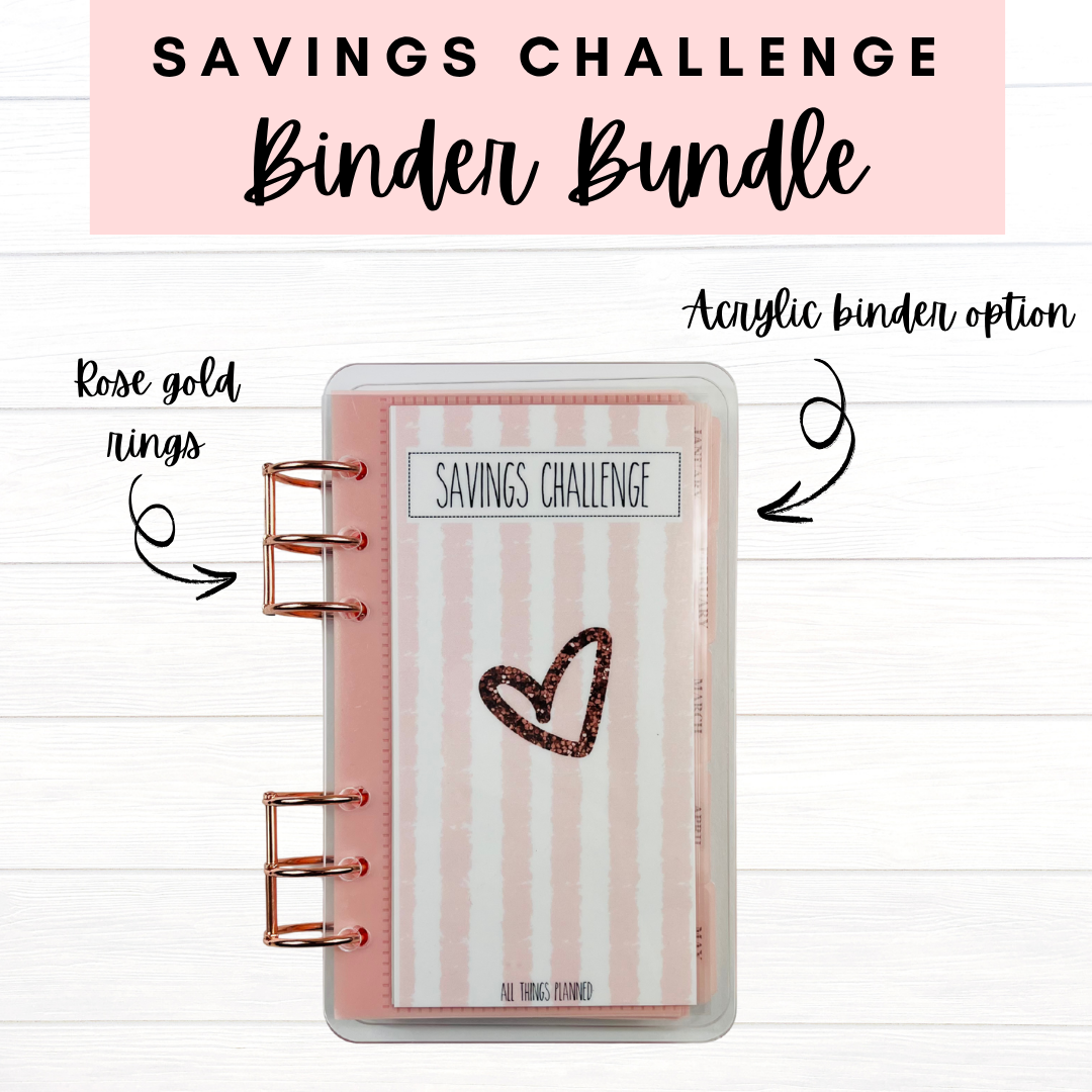 2026 Rose Gold Savings Challenge Binder (Bundle)