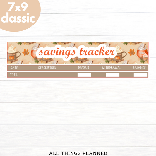 7x9 | Classic | Sept. (Pumpkin Spice) Savings Tracker