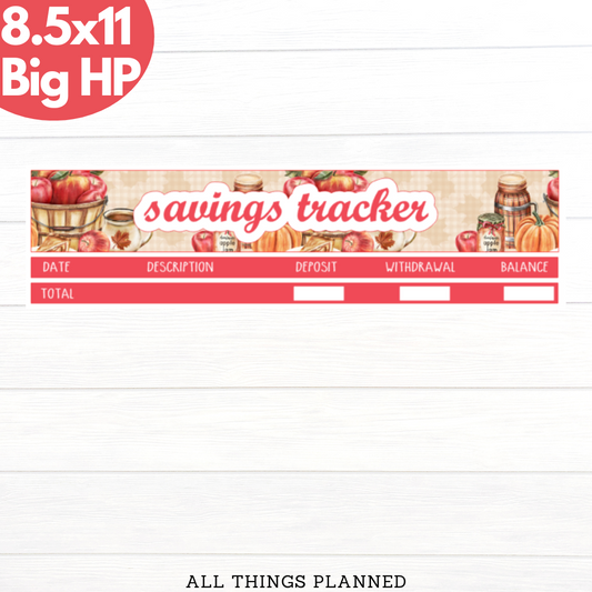 8.5x11 | Big | Sept. (Apple Cider) Savings Tracker