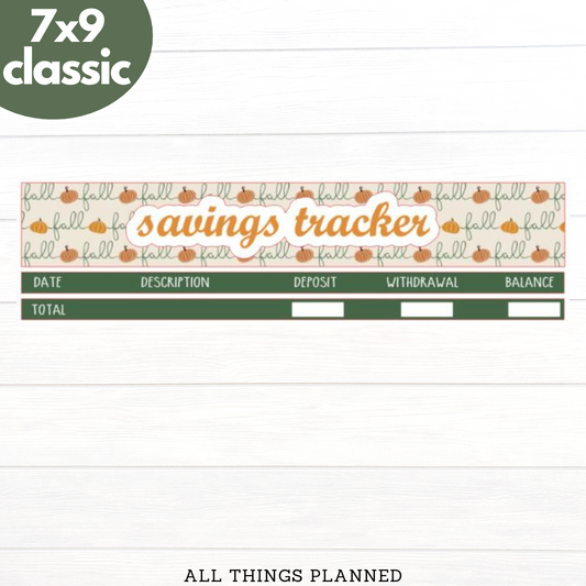 7x9 | Classic | Nov. (Boho Fall) Savings Tracker