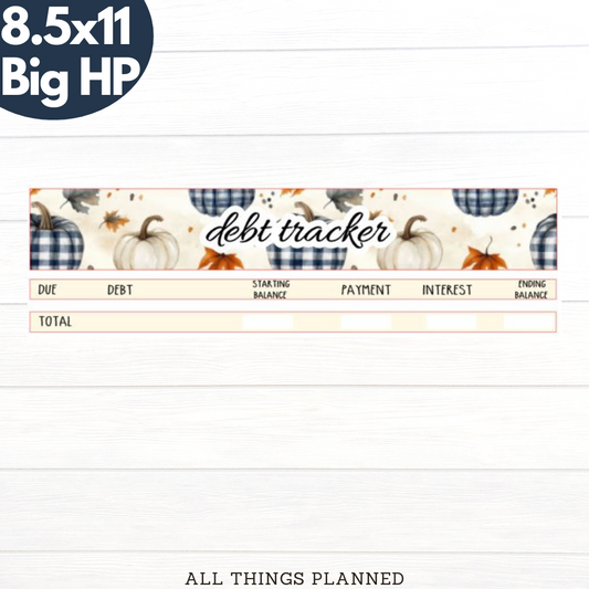 8.5x11 | Big | Nov (Fall Cottage) Debt Tracker
