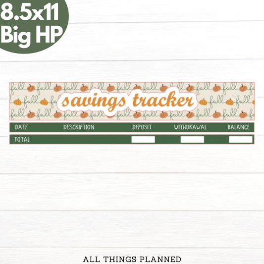 8.5x11 | Big | Nov. (Boho Fall) Savings Tracker