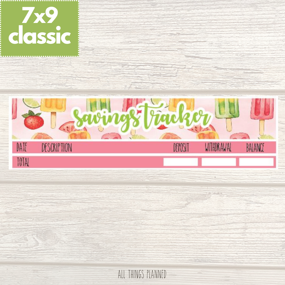 7x9 | Classic | June (Popsicles) Savings Tracker