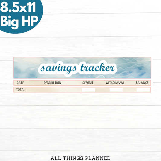 8.5x11 | Big | July (Ocean) Savings Tracker