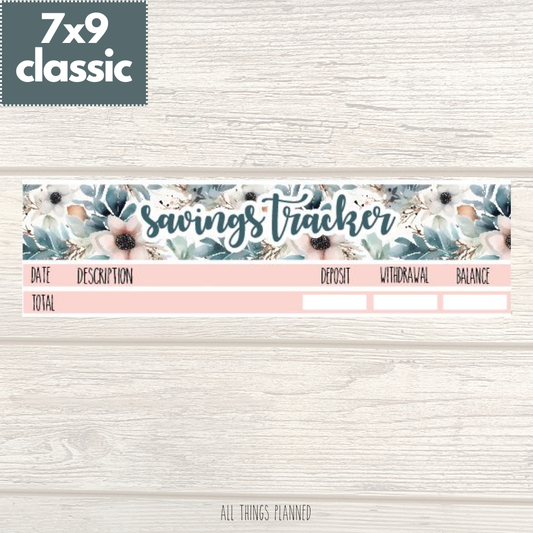 7x9 | Classic | Feb. (Winter Florals) Savings Tracker