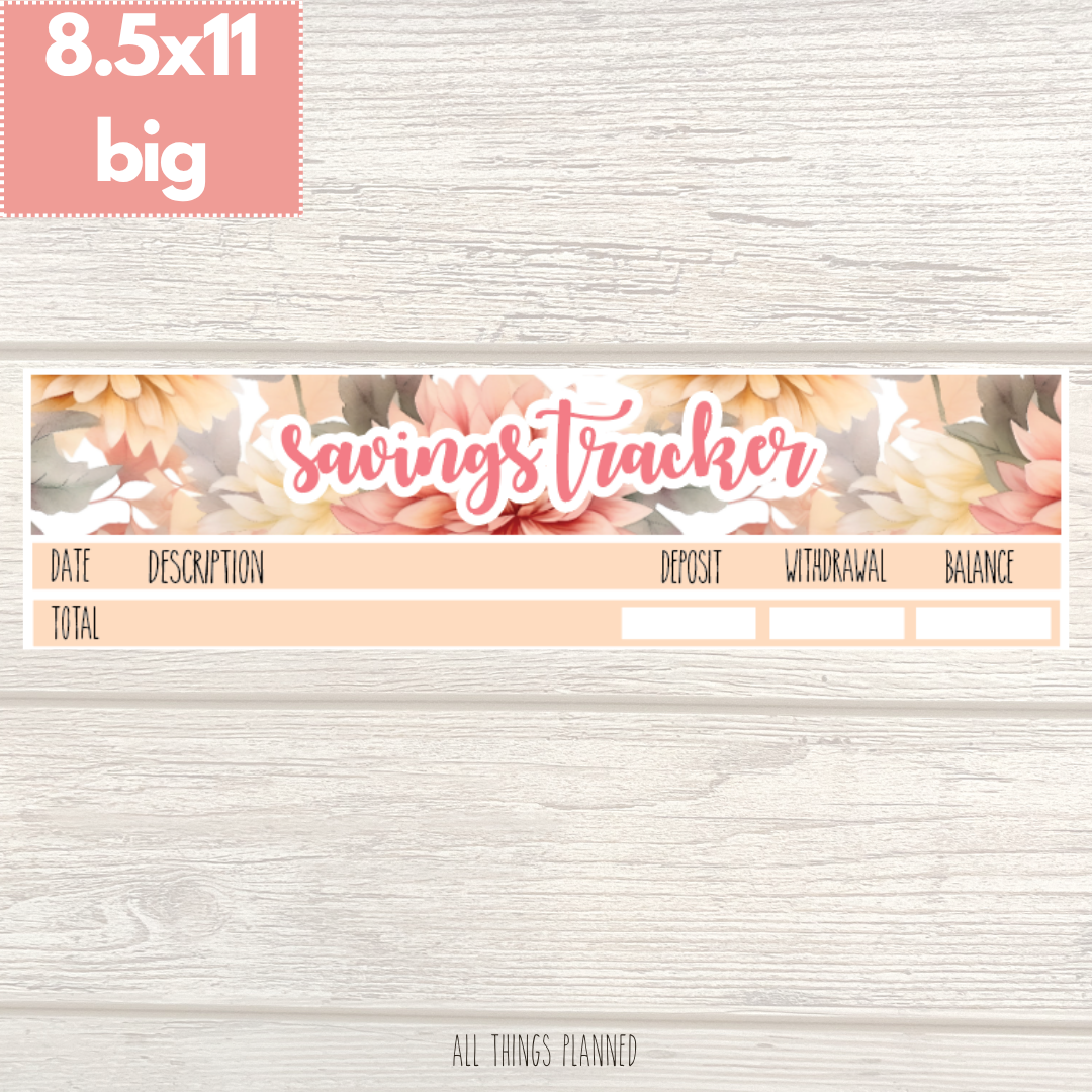 8.5x11 | Big | Oct. (Fall Florals) Savings Tracker
