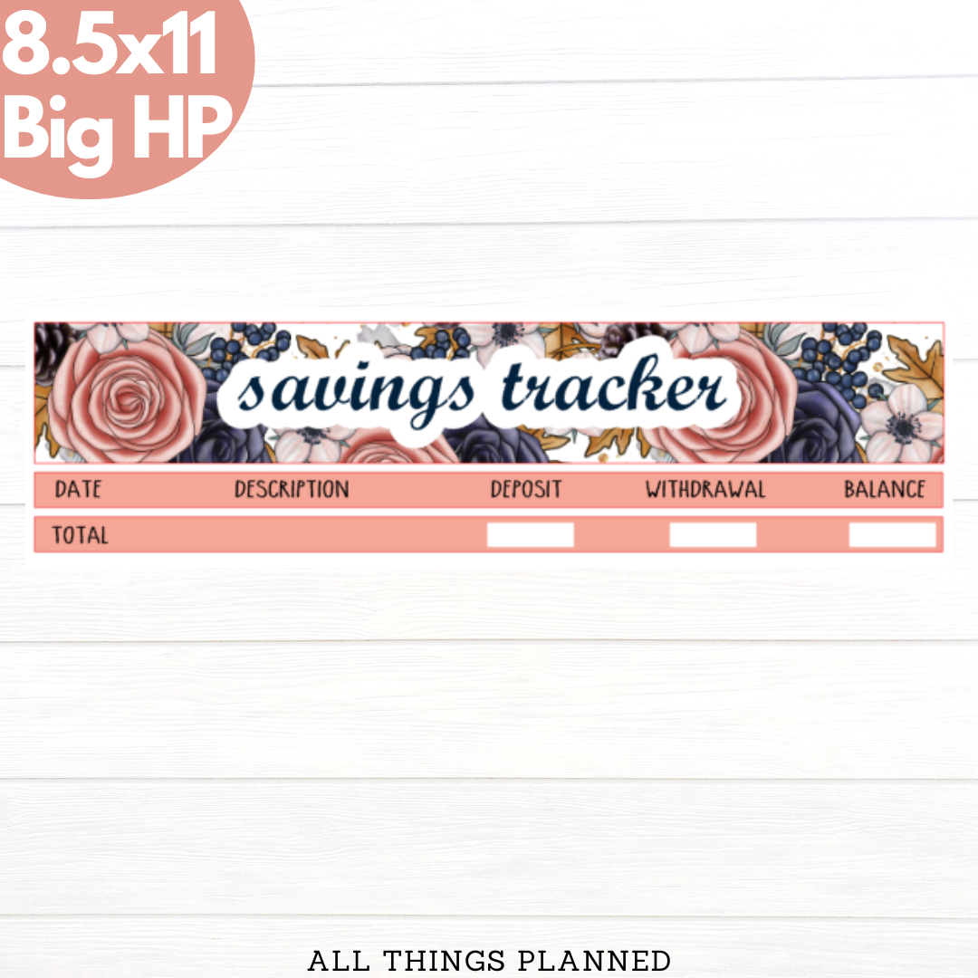 8.5x11 | Big | Dec. (Winter Roses) Savings Tracker