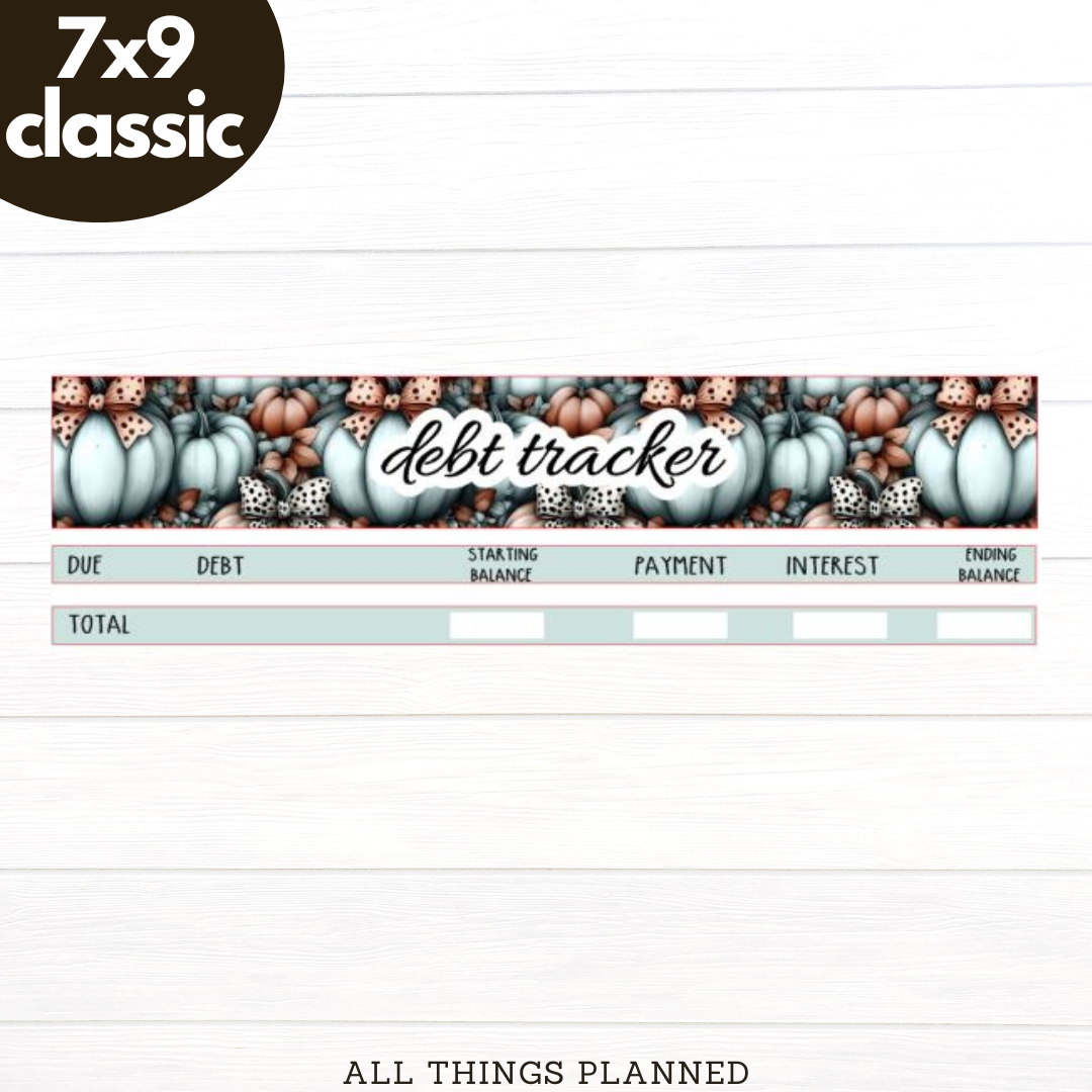 7x9 | Classic | Oct (Pumpkins Bows) Debt Tracker