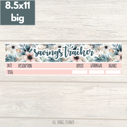 8.5x11 | Big | Feb. (Winter Florals) Savings Tracker