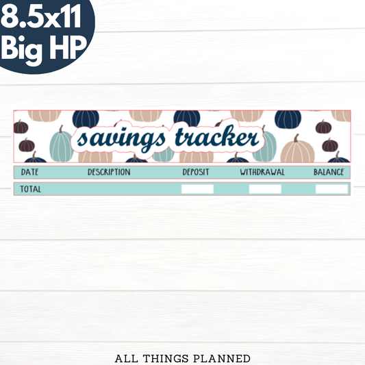 8.5x11 | Big | Oct. (Blue Pumpkins) Savings Tracker