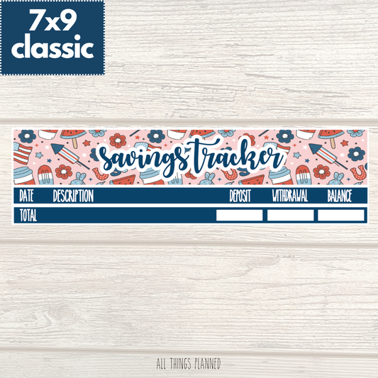7x9 | Classic | July (Happy 4th) Savings Tracker