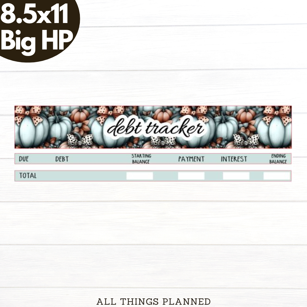 8.5x11 | Big | Oct (Pumpkins Bows) Debt Tracker