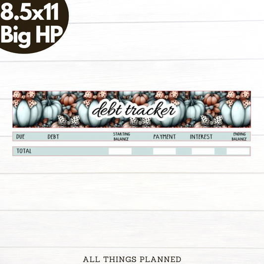 8.5x11 | Big | Oct (Pumpkins Bows) Debt Tracker