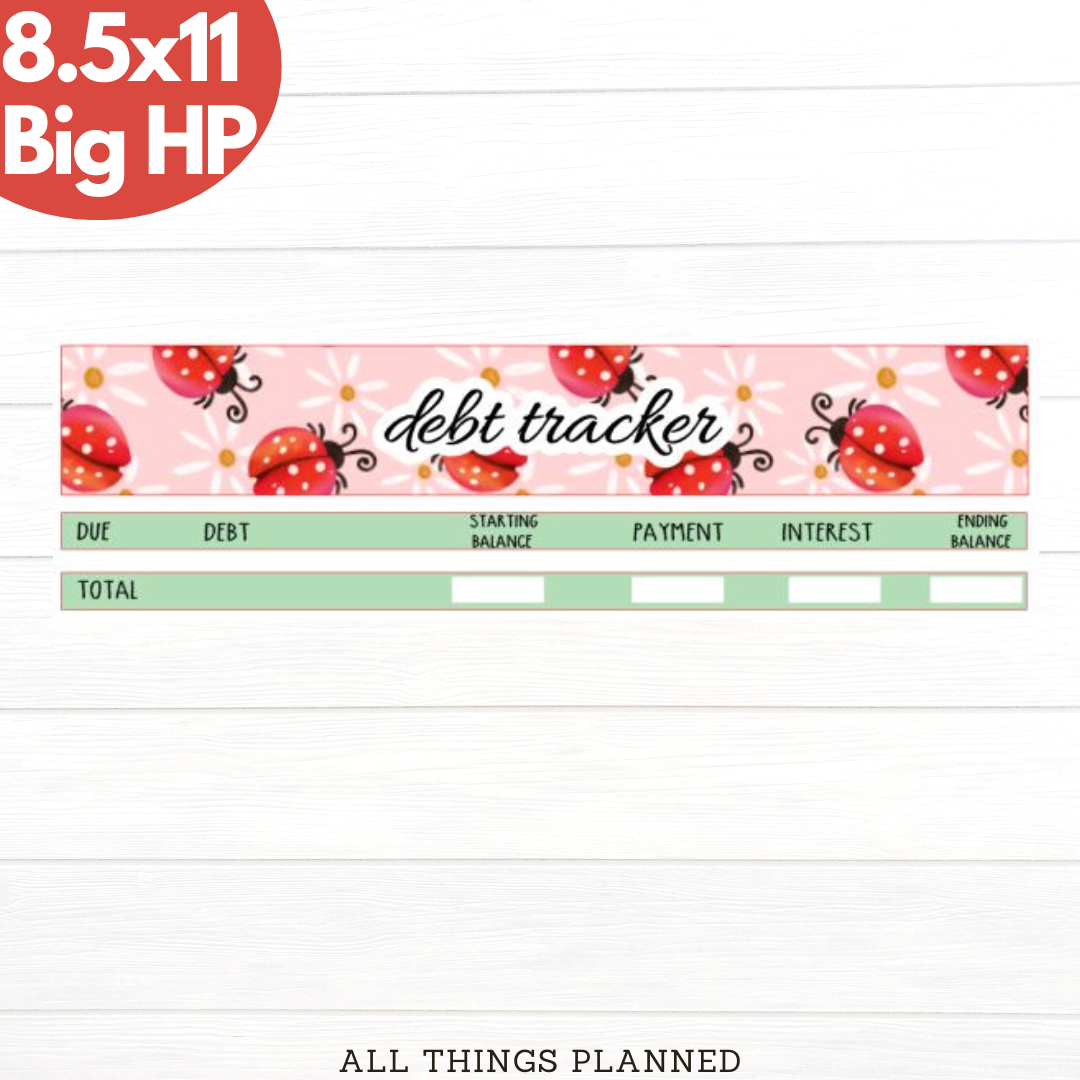 8.5x11 | Big | Mar. (Ladybugs) Debt Tracker