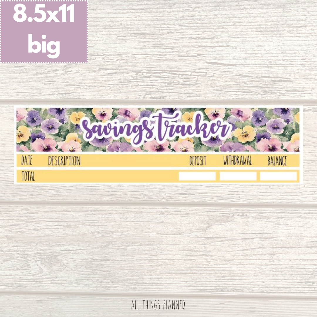 8.5x11 | Big | June (Summer Florals) Savings Tracker
