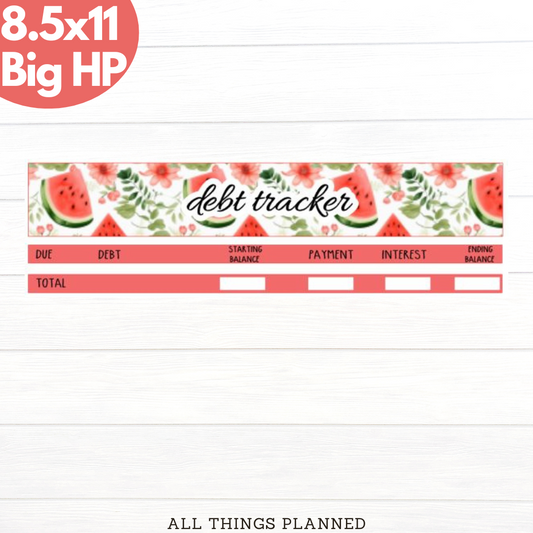 8.5x11 | Big | May (Watermelon) Debt Tracker