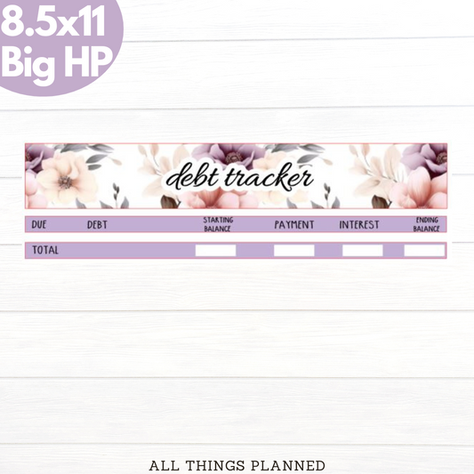 8.5x11 | Big | Apr. (Spring Florals) Debt Tracker