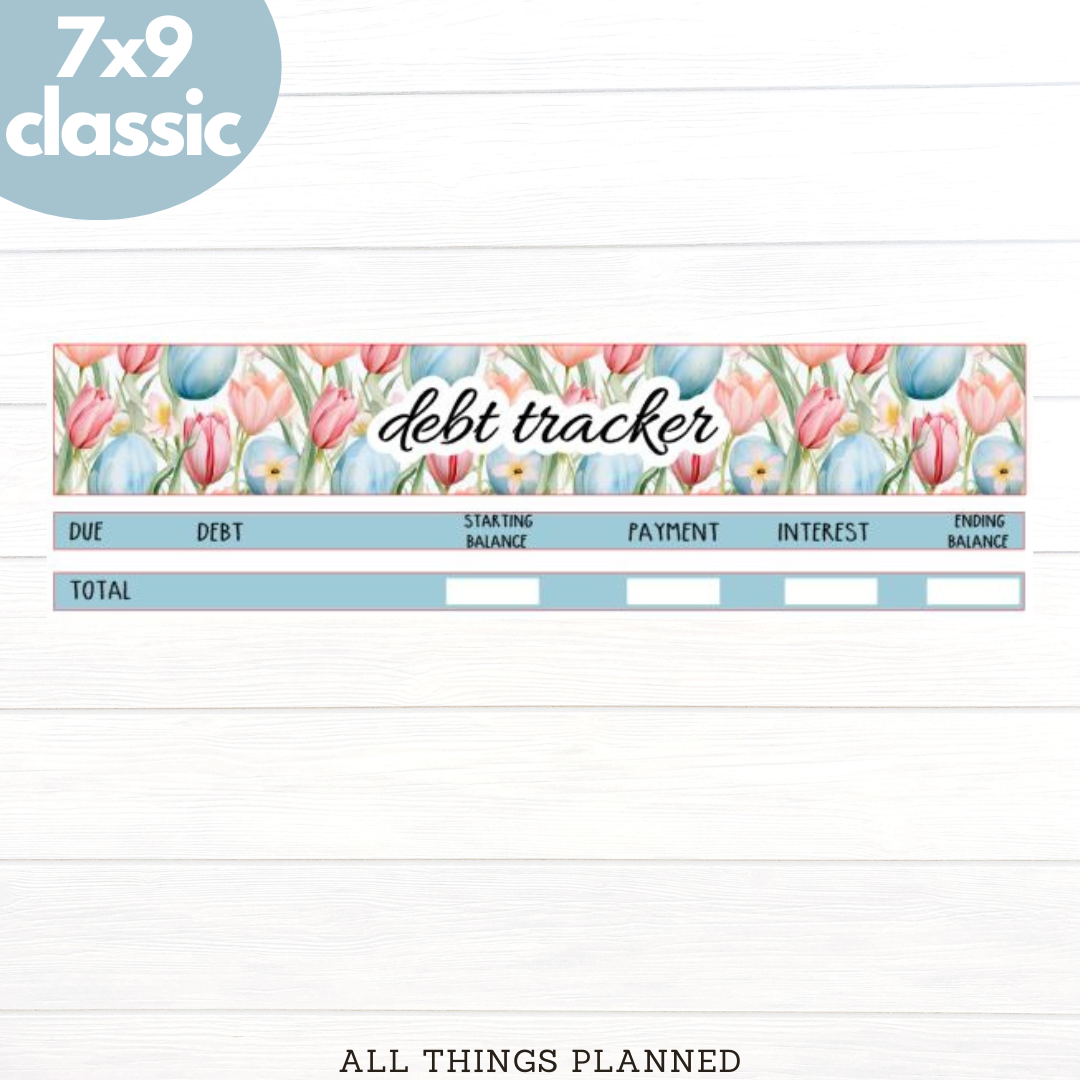 7x9 | Classic | Apr. (Easter Florals) Debt Tracker