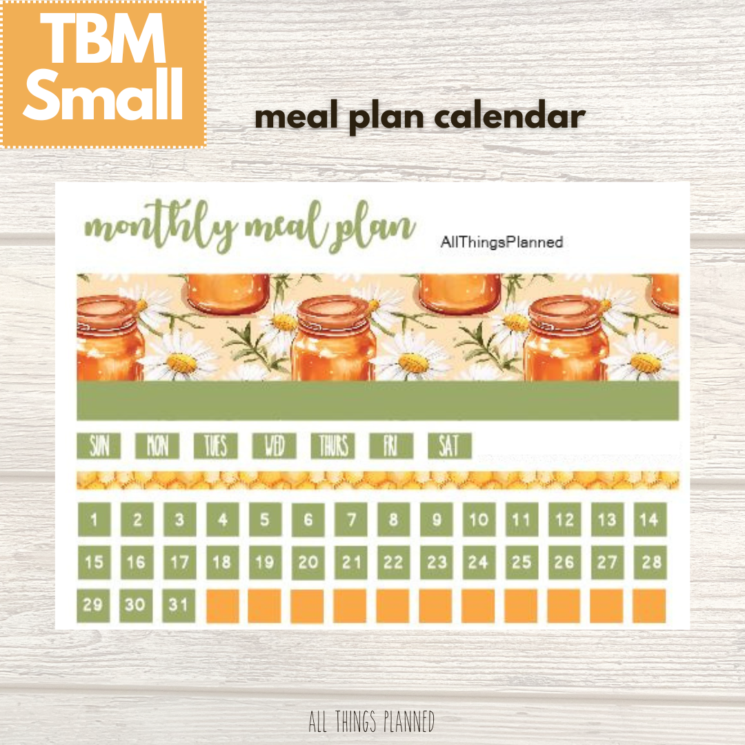 Small Mar. (Honey Jar) Meal Calendar