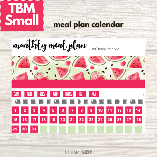 Small July (Watermelon) Meal Calendar