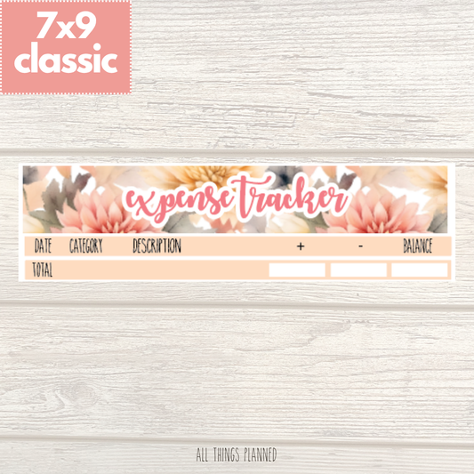 7x9 | Classic | Oct. (Fall Florals) Expense Tracker