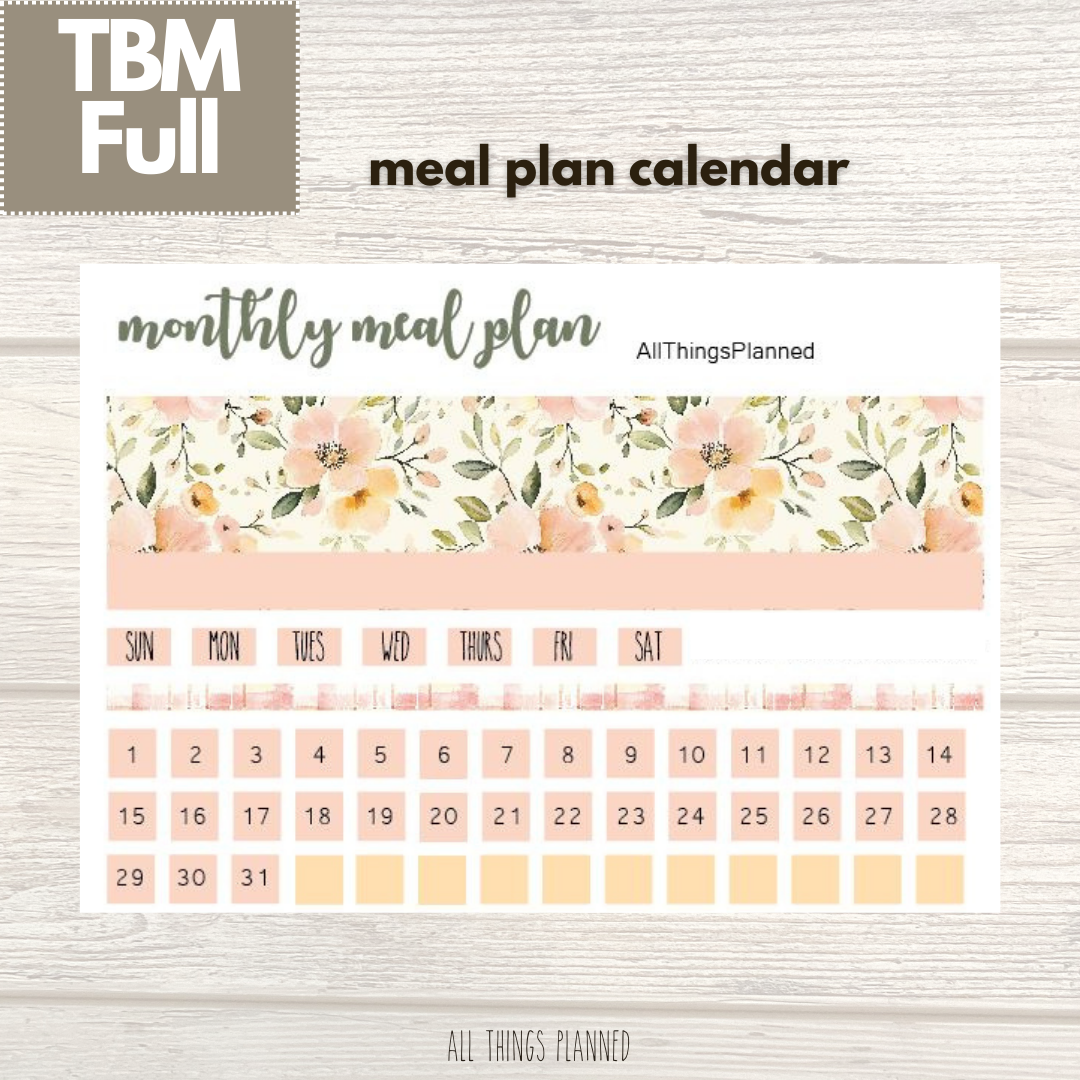 Full May (Spring Florals) Meal Calendar