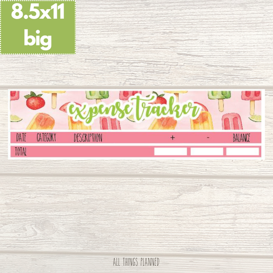 8.5x11 | Big | June (Popsicles) Expense Tracker