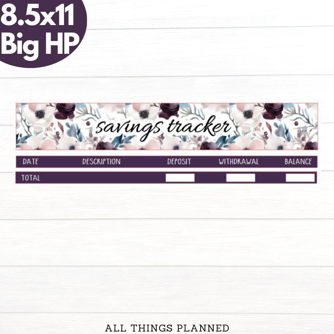 8.5x11 | Big | Feb. (Winter Flowers) Savings Tracker