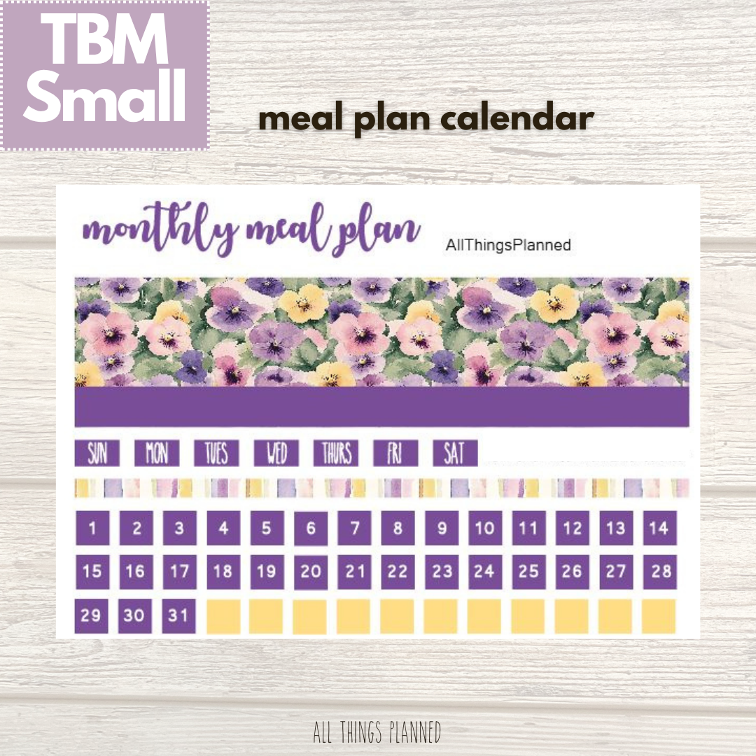 Small June (Summer Florals) Meal Calendar