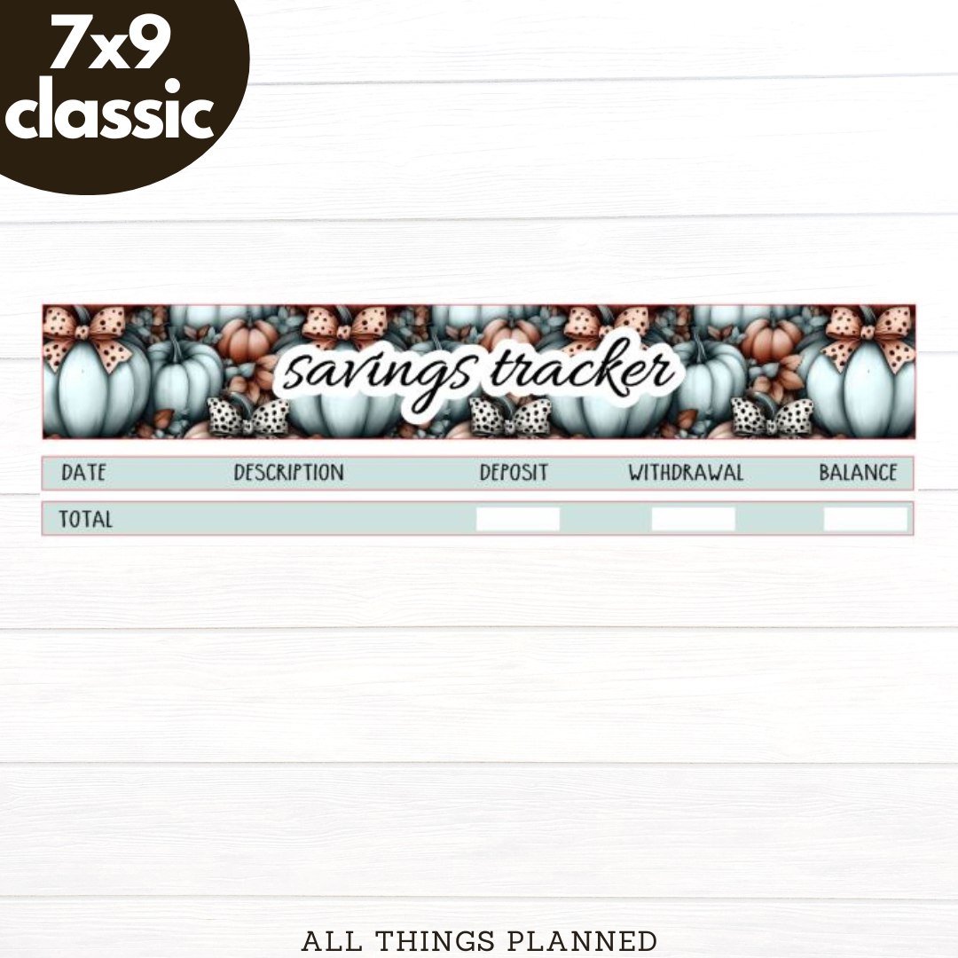 7x9 | Classic | Oct (Pumpkins Bows) Savings Tracker