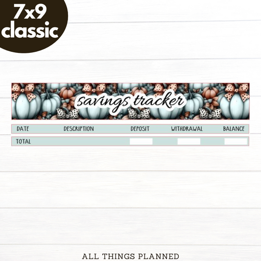 7x9 | Classic | Oct (Pumpkins Bows) Savings Tracker