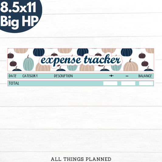 8.5x11 | Big | Oct. (Blue Pumpkins) Expense Tracker