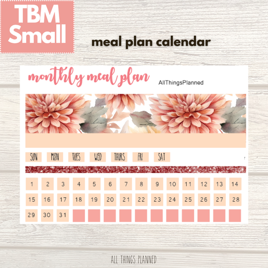 Small Oct. (Fall Florals) Meal Calendar