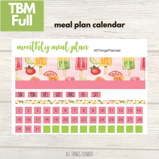 Full June (Popsicles) Meal Calendar