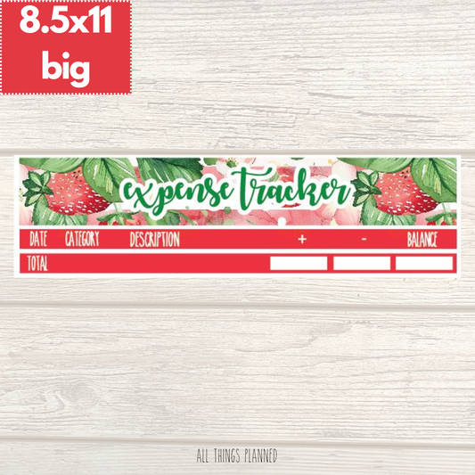 8.5x11 | Big | April (Strawberry Garden) Expense Tracker