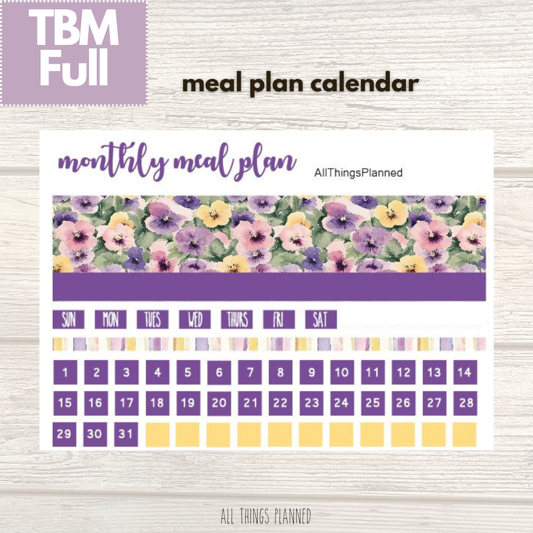 Full June (Summer Florals) Meal Calendar