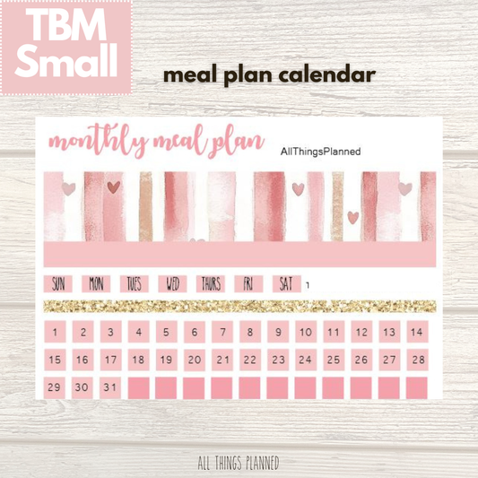 Small Feb. (Love Bliss) Meal Calendar