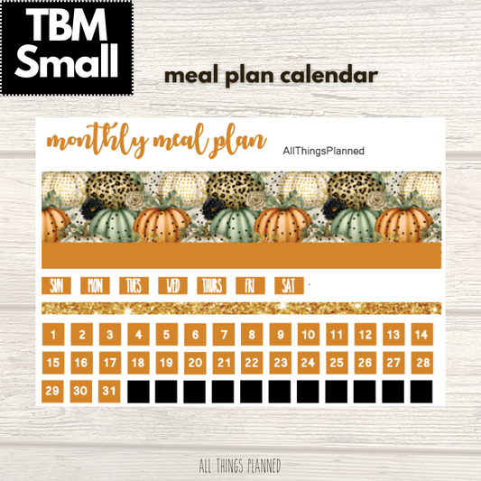 Small Oct. (Pumpkins) Meal Calendar
