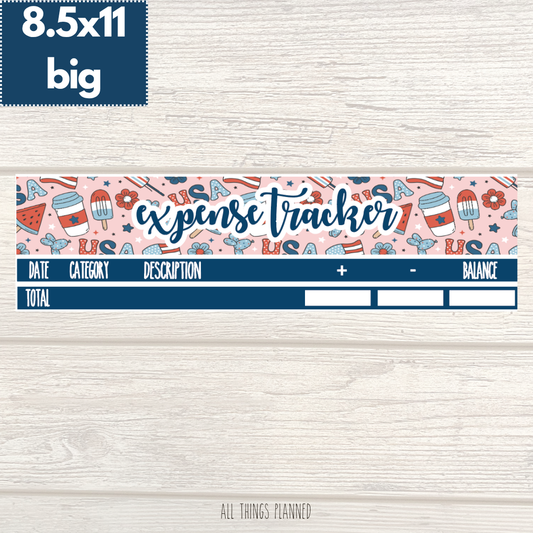 8.5x11 | Big | July (Happy 4th) Expense Tracker