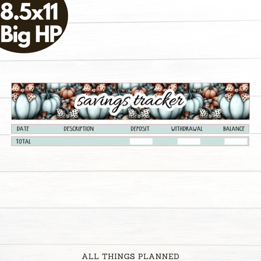 8.5x11 | Big | Oct (Pumpkins Bows) Savings Tracker