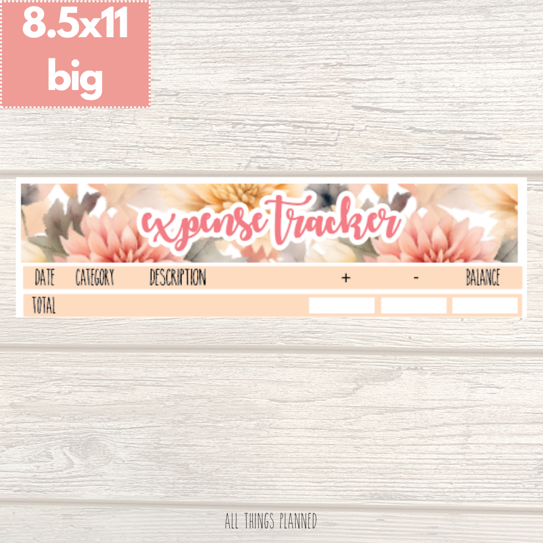 8.5x11 | Big | Oct. (Fall Florals) Expense Tracker