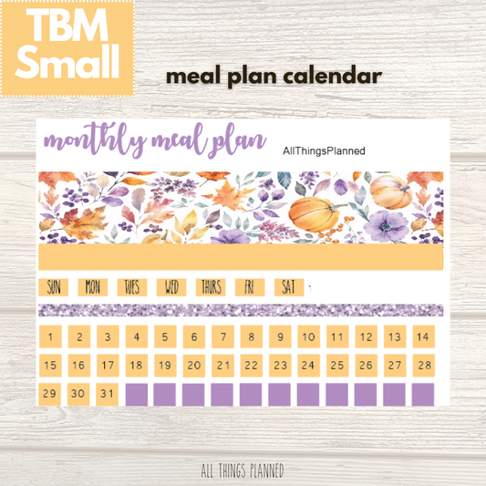 Small Nov. (Purple Harvest) Meal Calendar