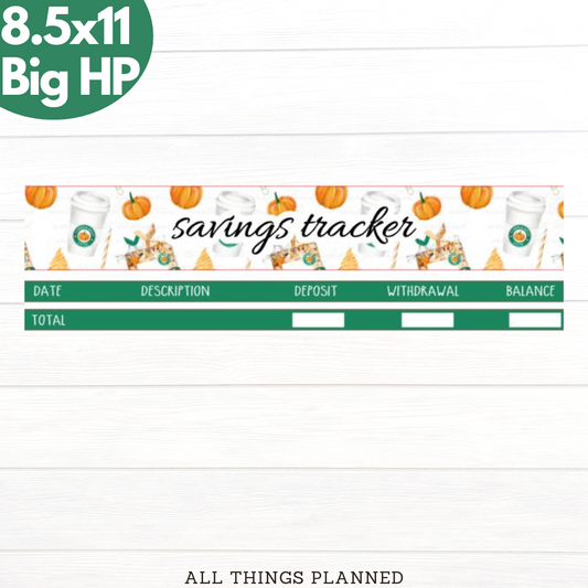 8.5x11 | Big | Sept (Starbies) Savings Tracker