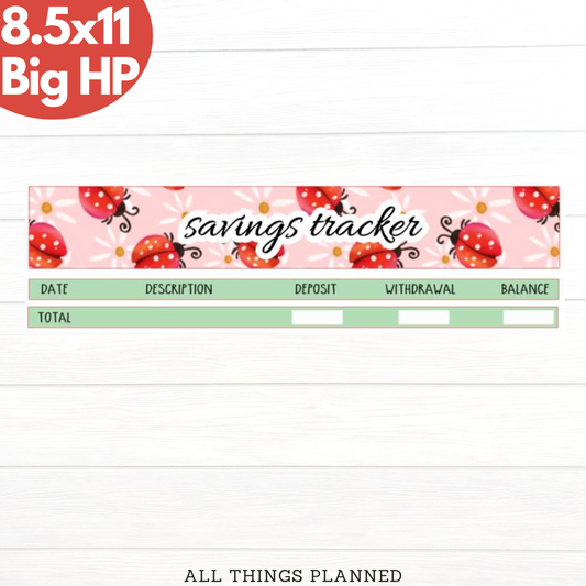 8.5x11 | Big | Mar. (Ladybugs) Savings Tracker