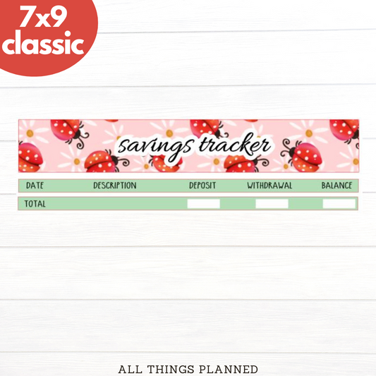 7x9 | Classic | Mar. (Ladybugs) Savings Tracker