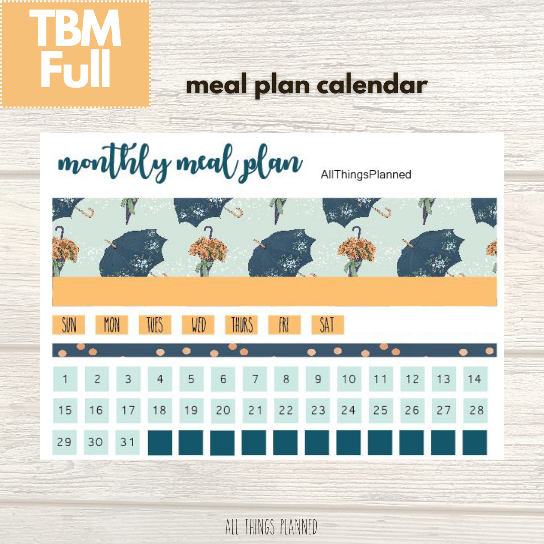 Full May (Golden Rain) Meal Calendar