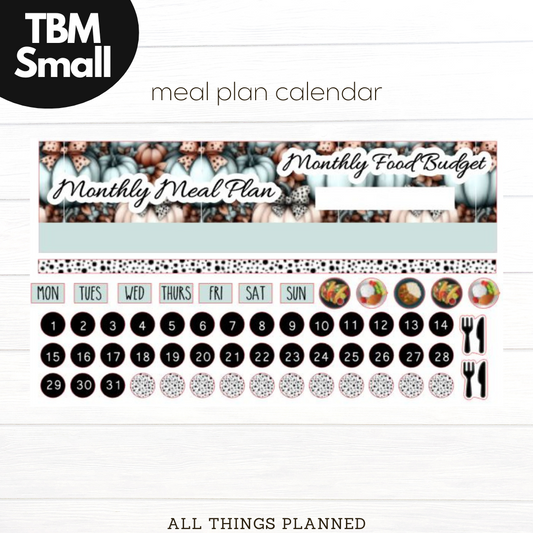 Small Oct (Pumpkins Bows) Meal Calendar